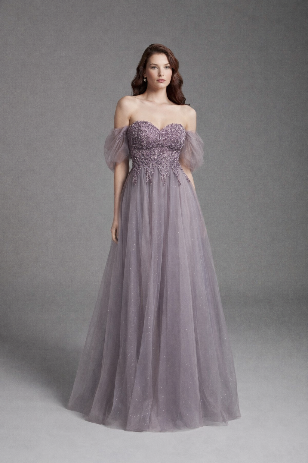 Azra Kotan Boncuk İşlemeli Tül Etekli Brit Askılı Helen Abiye Elbise