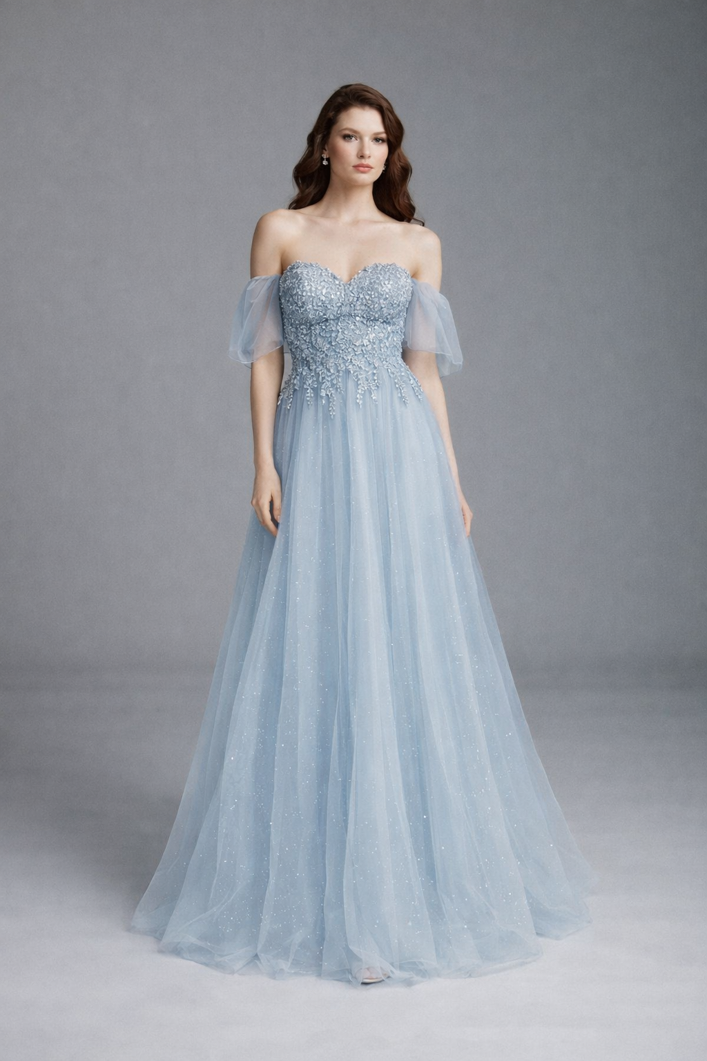 Azra Kotan Boncuk İşlemeli Tül Etekli Brit Askılı Helen Abiye Elbise